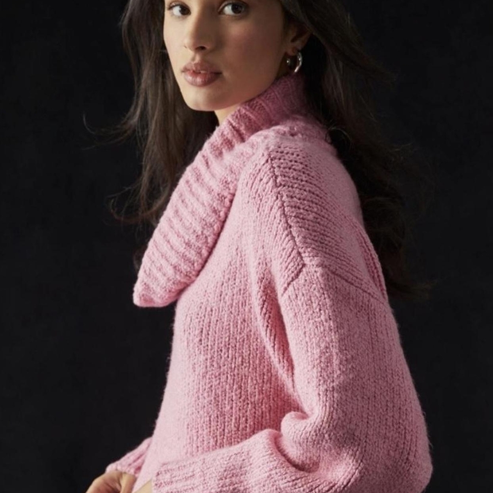 Anthropologie Pink Cowl Neck Sweater